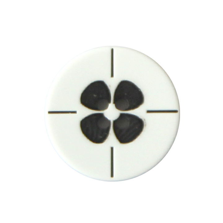 Polyester button 4-holes, Flower, 23mm, white