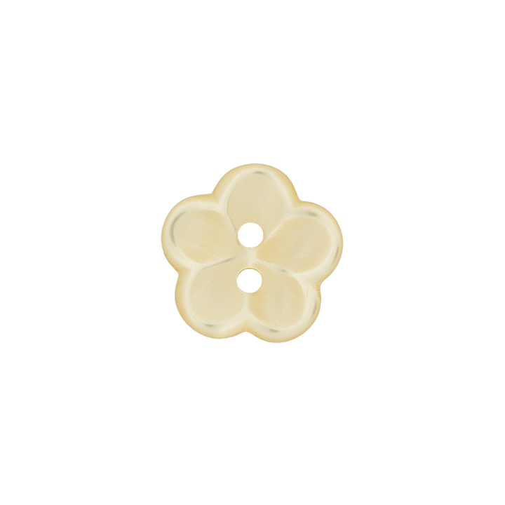 Polyesterknopf 2-Loch, Blume, 12mm, gelb