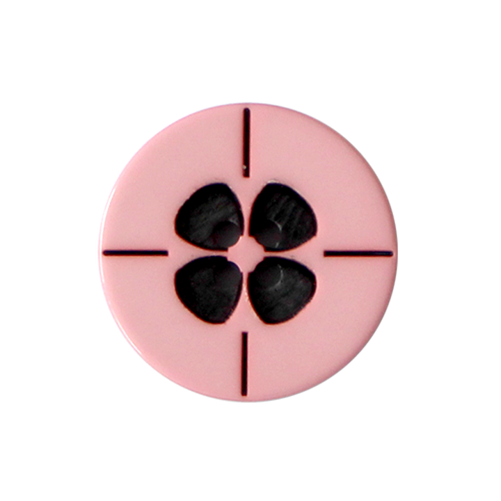 Polyester button 4-holes, Flower, 23mm, rose
