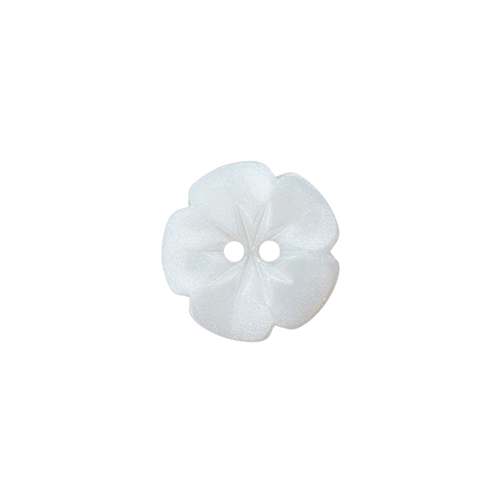 Пуговица «Цветок», из полиэстера, с 2 отверстиями, 15 мм, белый цвет