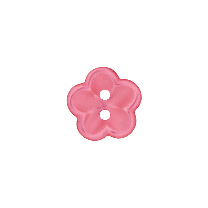 Polyesterknopf 2-Loch, Blume, 12mm, pink