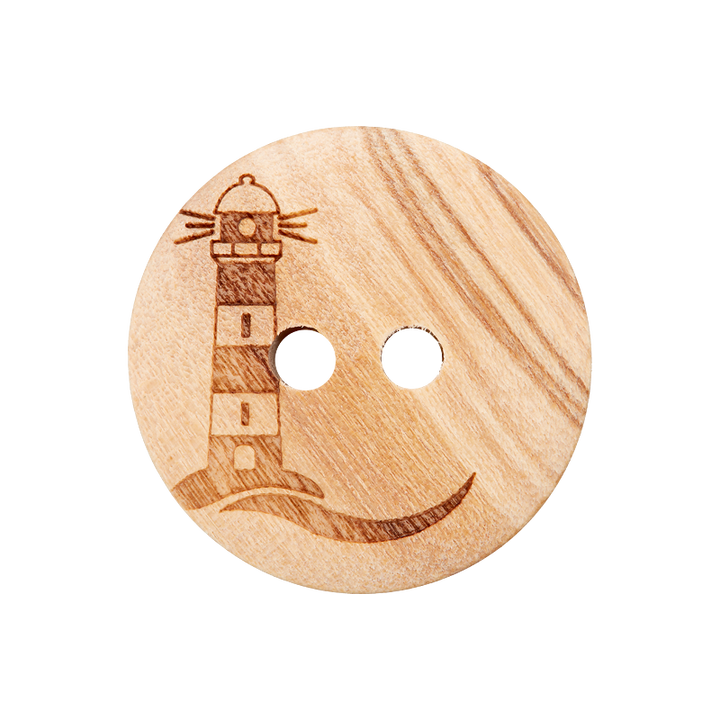 Wood button 2-holes, Lighthouse, 23mm, beige