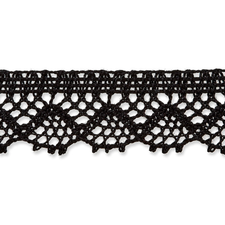 Коклюшечное кружево, 23 мм, черный цвет