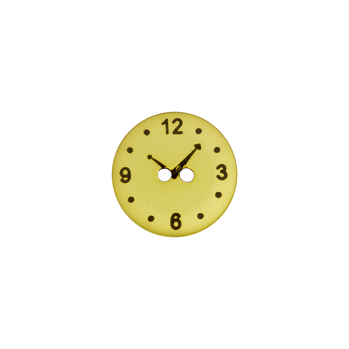 Polyesterknopf 2-Loch, Uhr, 15mm, transparent