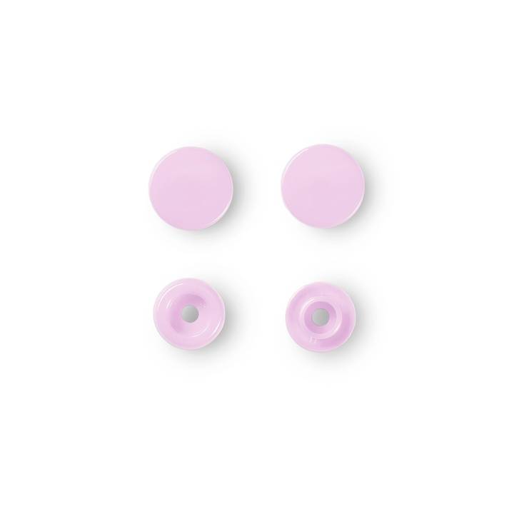 Non-sew press fasteners, Colour Snaps, round, 12.4mm, rose