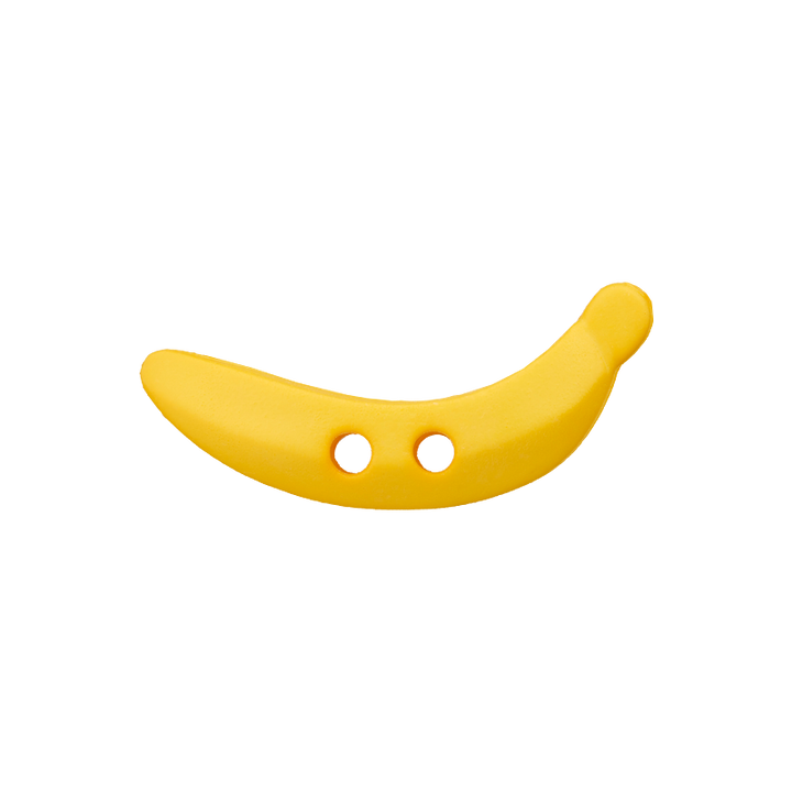 Bouton polyester 2-trous, banane, 25mm, jaune