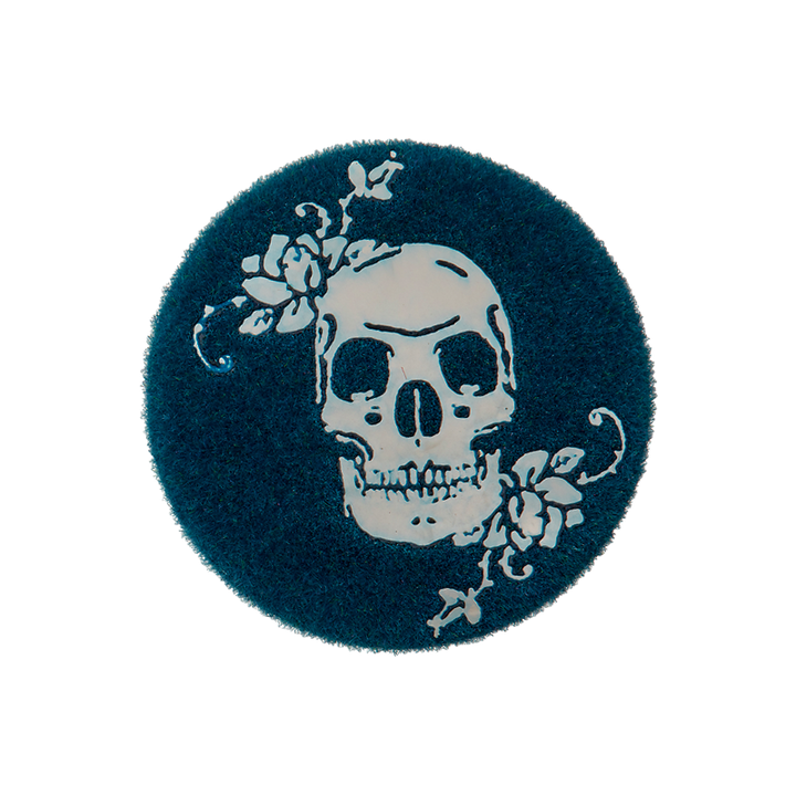 Metal button shank Skull 23mm blue
