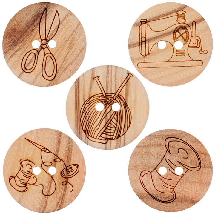 Wood two-hole button assortment