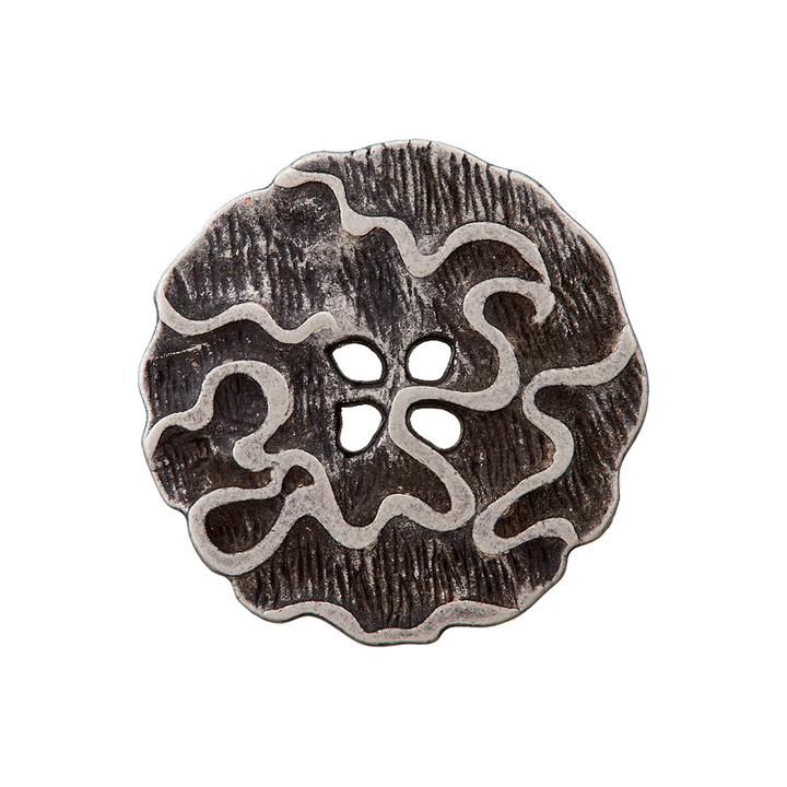 Пуговица металлическая, с 4 отверстиями, 25 мм, цвет состаренного серебра