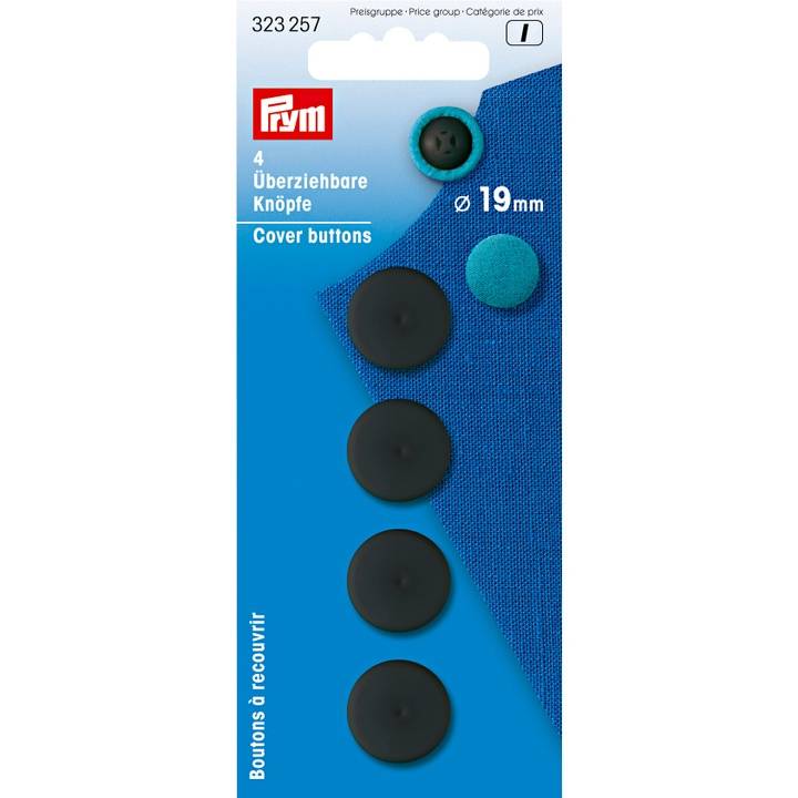 Cover buttons, 19mm, black