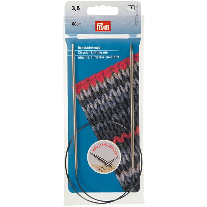 Circular knitting needles, 60cm, 3.50mm, silver-coloured