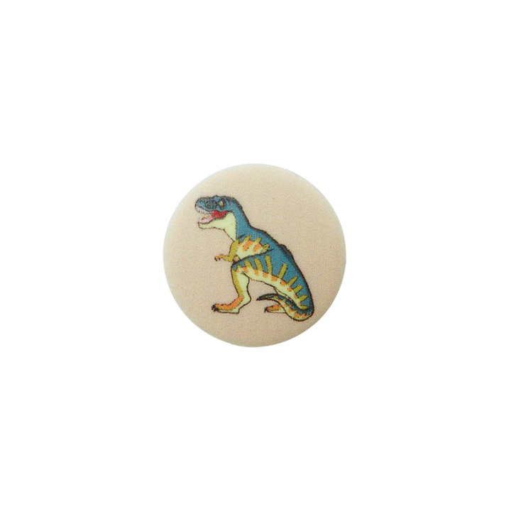 Bouton polyester pied dino 15mm multicolore