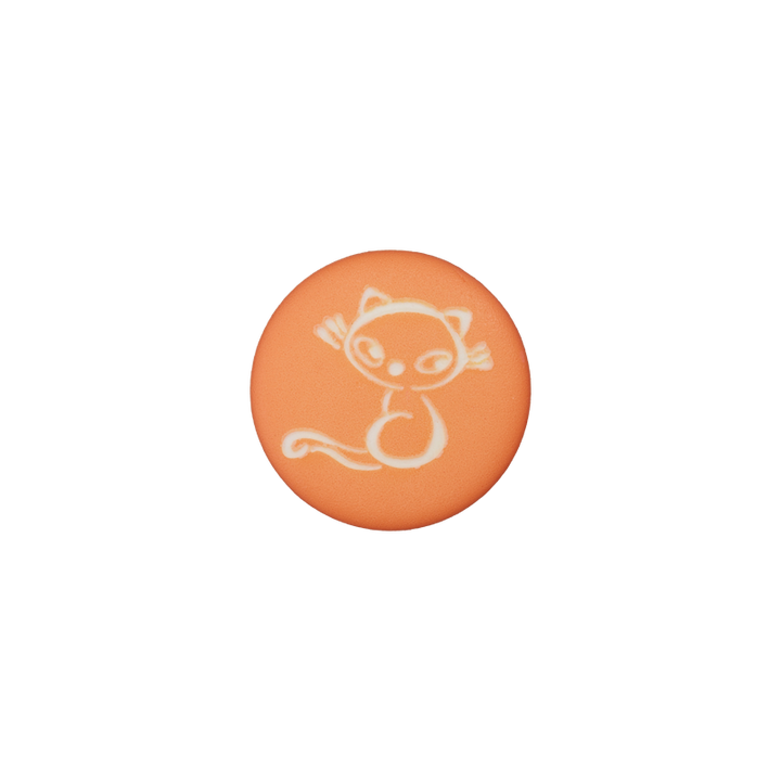Polyester button shank Cat 15mm orange