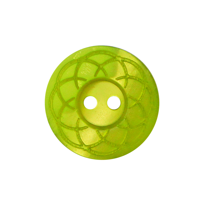 Polyester button 2-holes, Flower, 25mm, light green