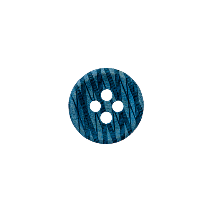 Wood button 4-hole,s 12mm, dark turquoise