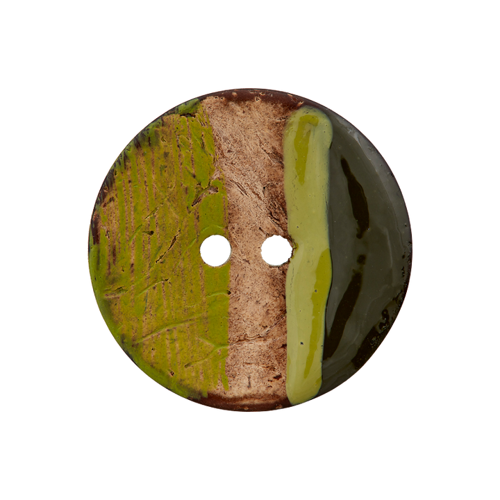 Пуговица из кокоса, с 2 отверстиями, 25 мм, оливковый цвет