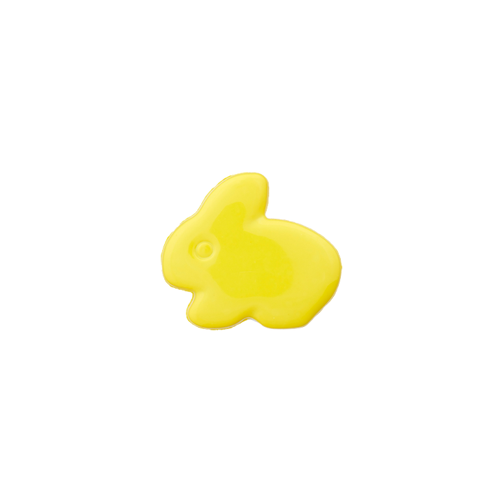 Polyesterknopf Öse, Hase, 13mm, gelb