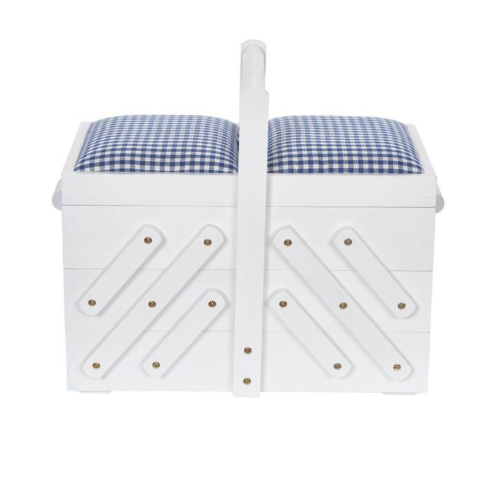 Sewing box wood M white with fabric