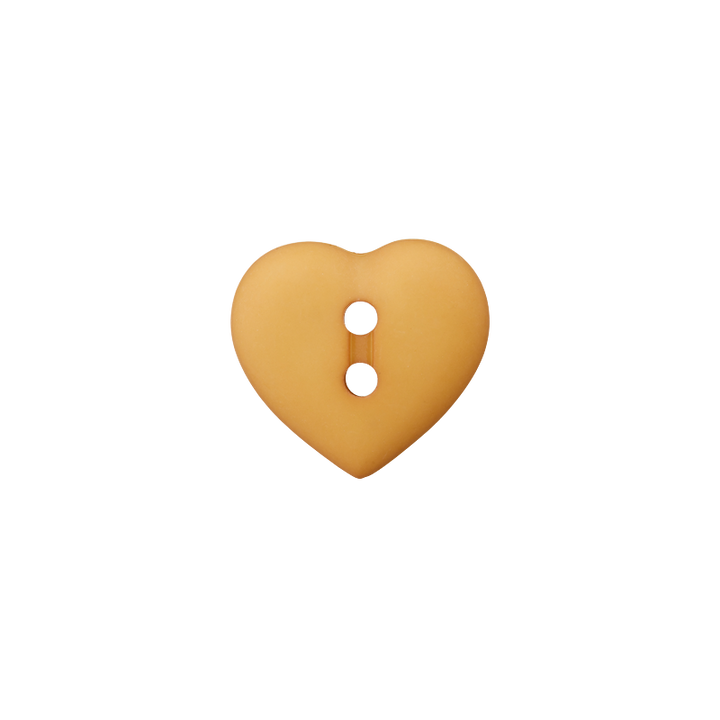 Bouton polyester 2-trous coeur 12mm jaune