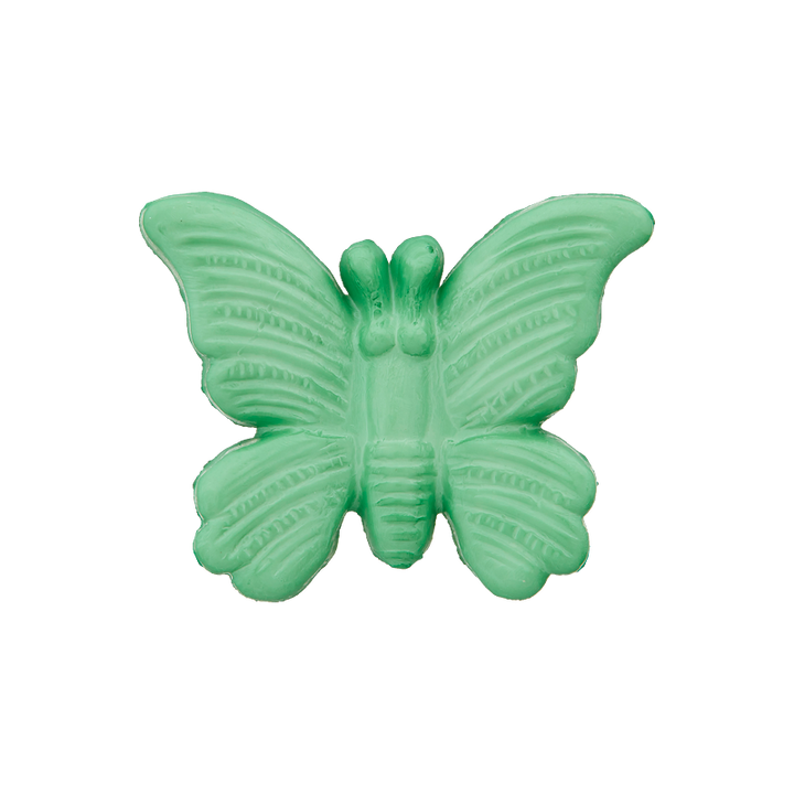 Polyesterknopf Öse, Schmetterling, 19mm, mittelgrün