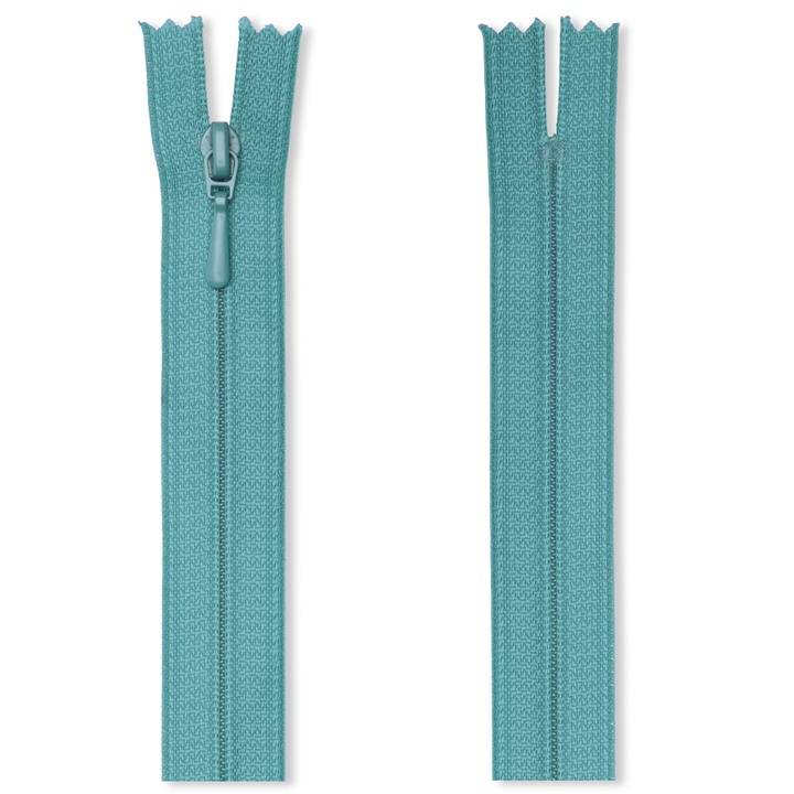 Zip fastener S2 in a film packaging (FLA), closed-end, 50cm, blue-turquoise