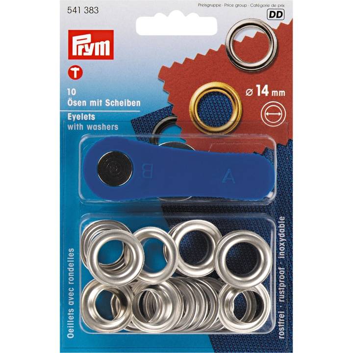 Eyelets and washers, 14.0mm, silver-coloured