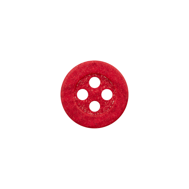 Hemp/polyester button, 4-holes, recycled, 11mm,red