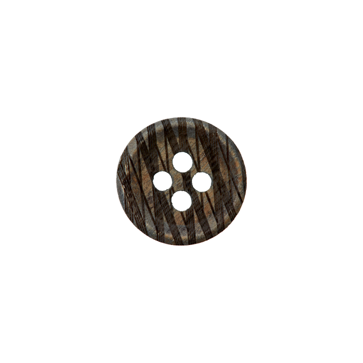 Wood button 4-holes, 12mm, dark grey