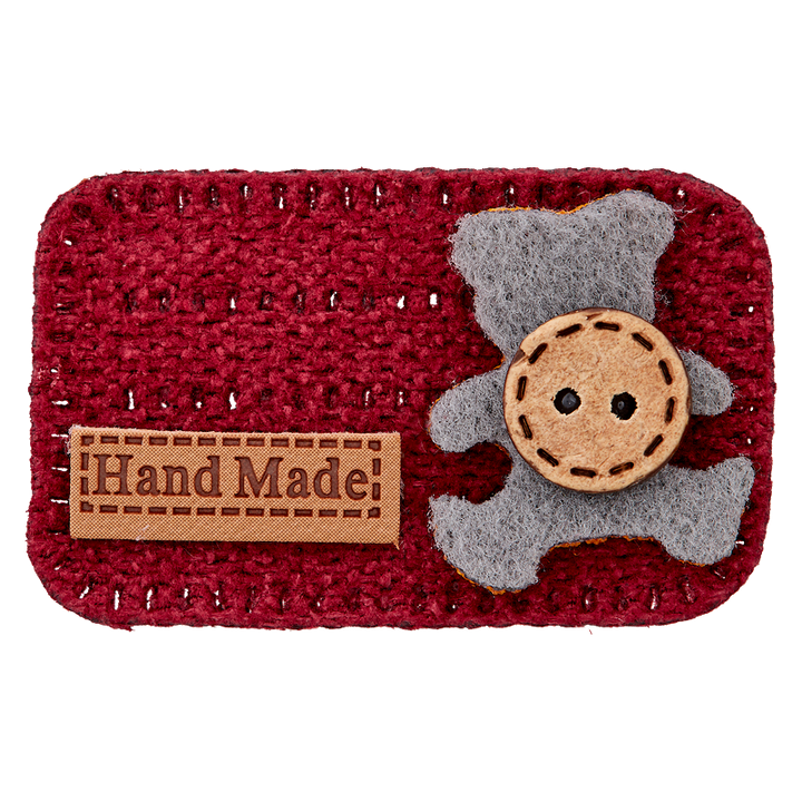 Accessory Rectangle, Teddy, Hand Made, 45mm, dark red