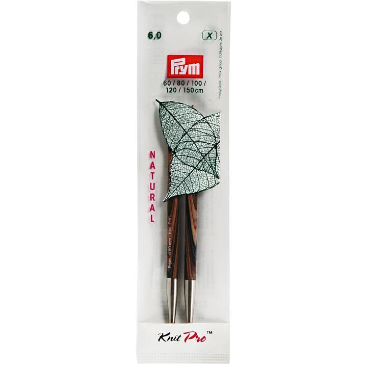 Knitting needle points, natural, long, 11.6cm, 6.00mm
