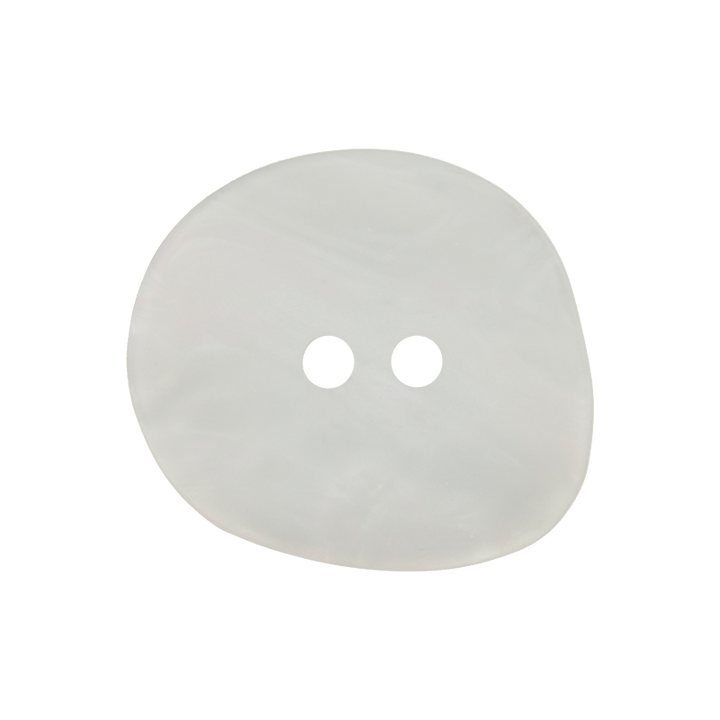 Polyester button 2-holes, asymmetric, 23mm, white