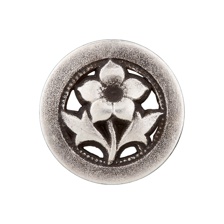 Metal button shank, Gentian, 19mm, antique silver