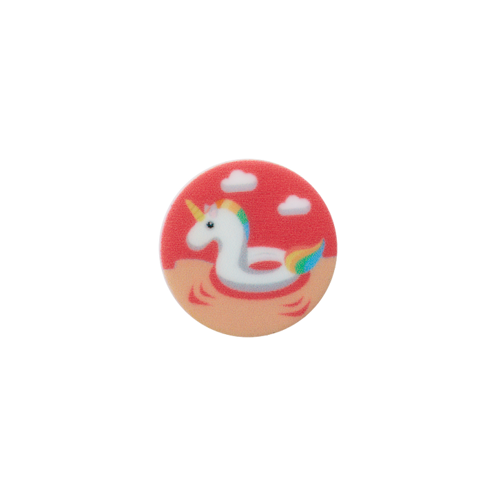 Polyester button shank, Unicorn, 18mm, red