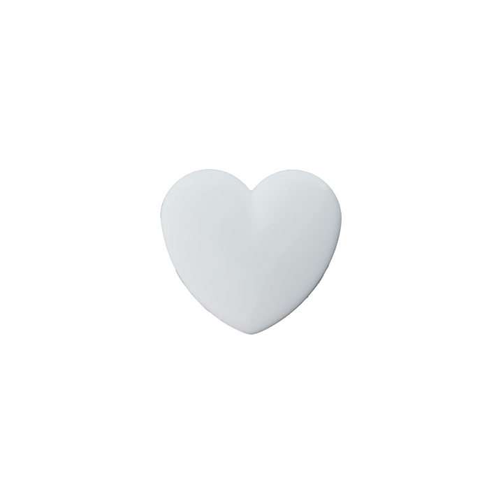 Polyester button Heart shank 15mm white
