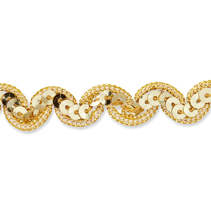 Кайма с пайетками, 10 мм, золотистый цвет