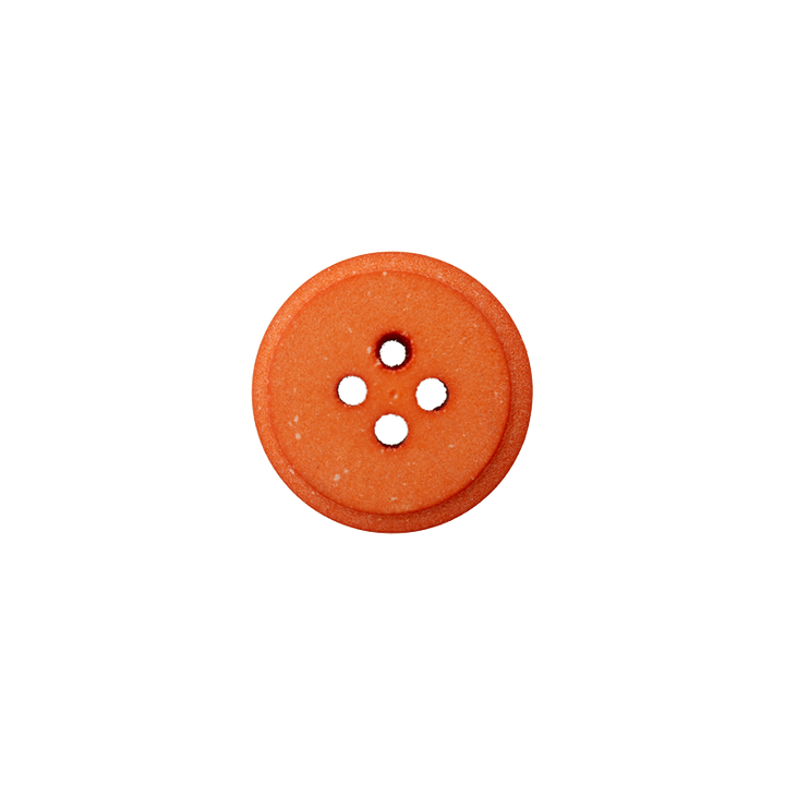 Пуговица из переработанного полиэстера, с 4 отверстиями, 11мм, оранжевый цвет