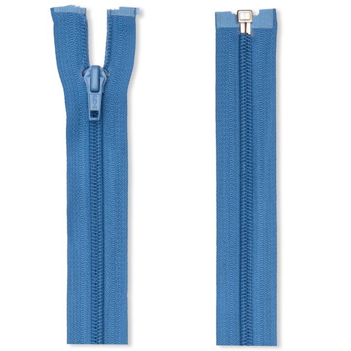 Zip fastener S3 in a film packaging (FLA), open-end, 55cm, sky blue