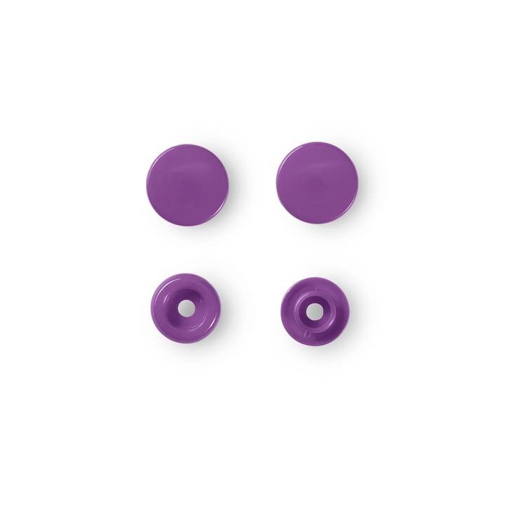 Non-sew press fasteners, Colour Snaps, round, 12.4mm, purple