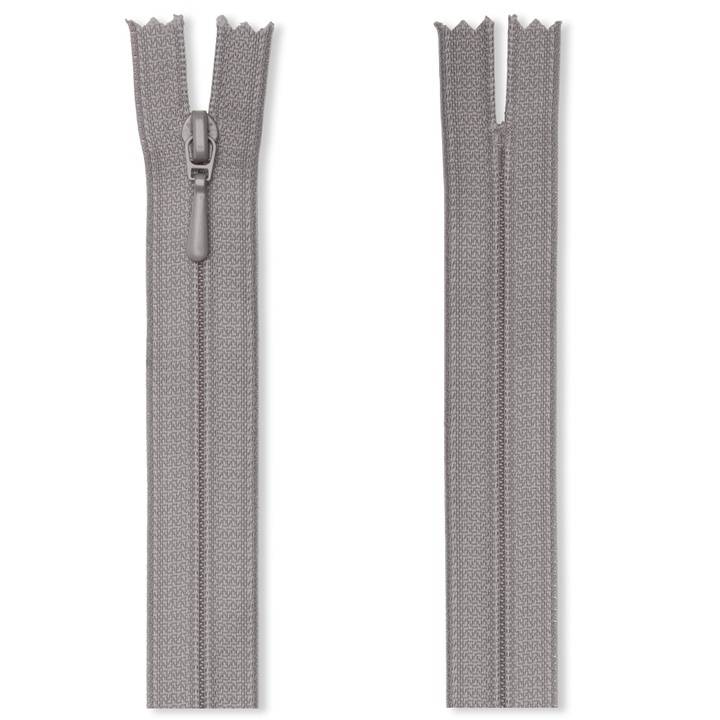 Zip fastener S2 in a film packaging (FLA), closed-end, 40cm, silver grey