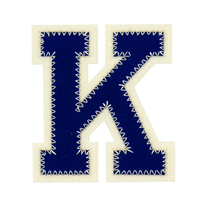 Appliqué Letter K, blue/ecru