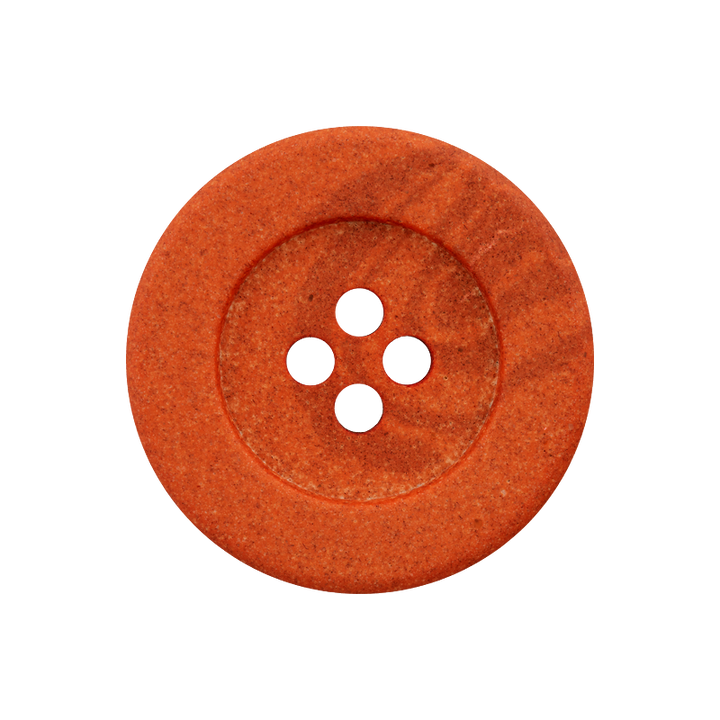 Hemp/polyester button, 4-holes, recycled, 23mm, rust