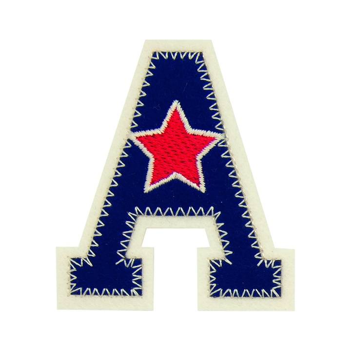 Appliqué Letter A, blue/ecru with star
