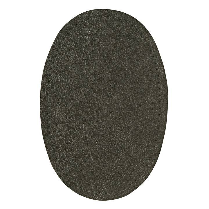 Patches, imitation nappa leather to sew on, 9 x 13.5cm, dark grey