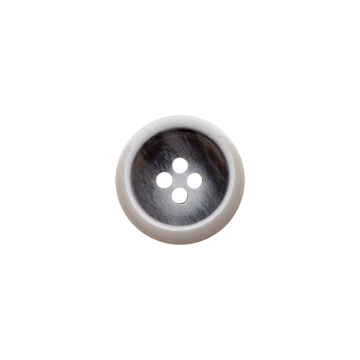 Polyester button 4-holes, 15mm, medium grey