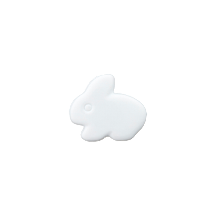 Polyesterknopf Öse, Hase, 13mm, weiß