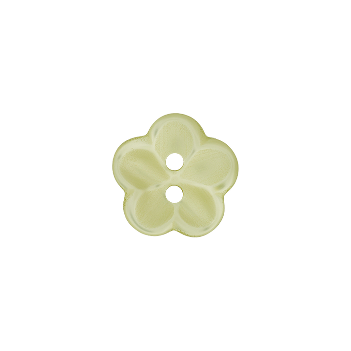 Polyesterknopf 2-Loch, Blume, 18mm, hellgrün
