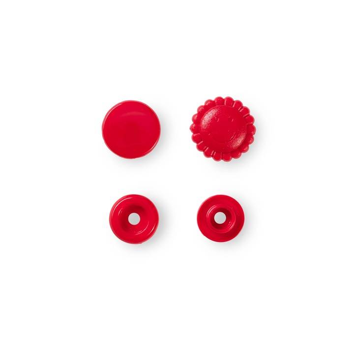 Non-sew press fasteners, Colour Snaps, flower, 13.6mm, red