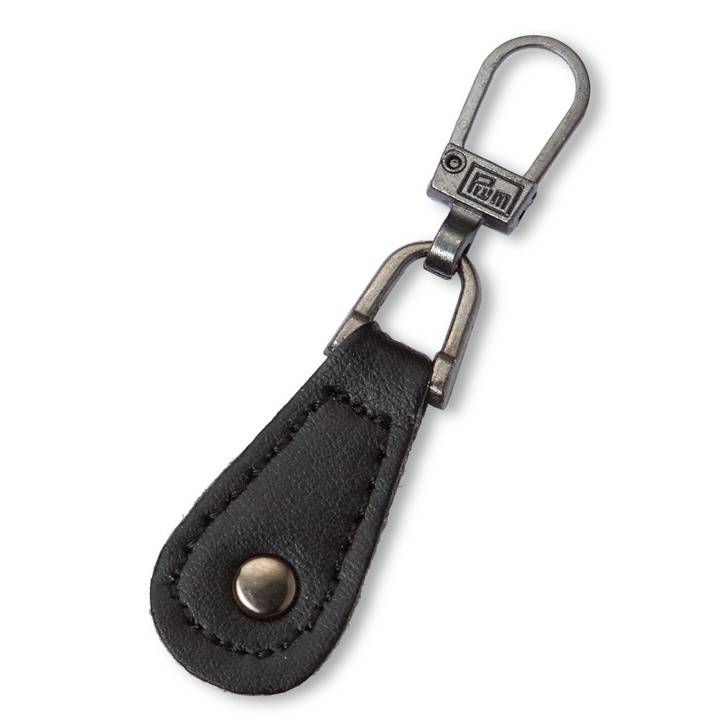 Fashion Zipper puller, imitation leather, round, black