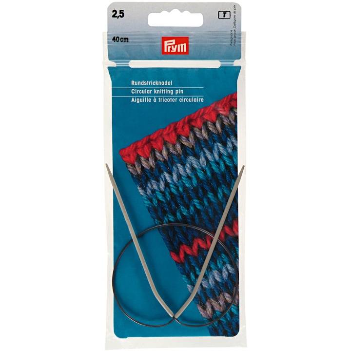 Circular knitting needles, aluminium, 40cm, 2.50mm, grey