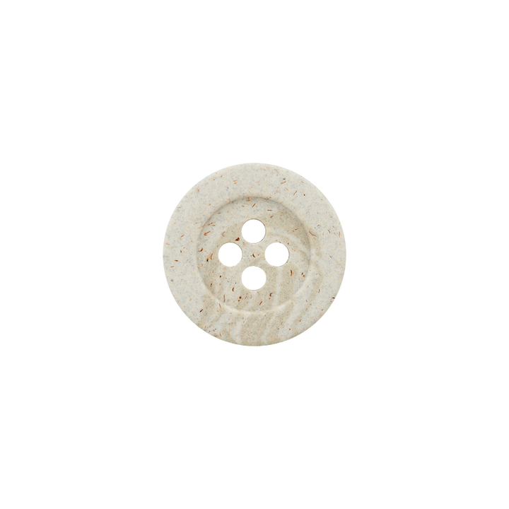 Hemp/polyester button, 4-holes, recycled ,18mm, light grey